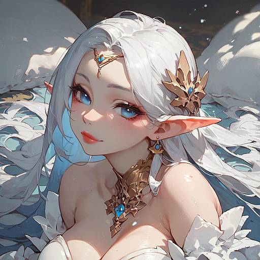 White Haired Blue Eyed Anime Elf