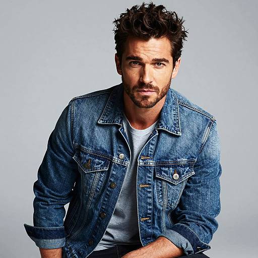 Confident Man in Denim Jacket Portrait