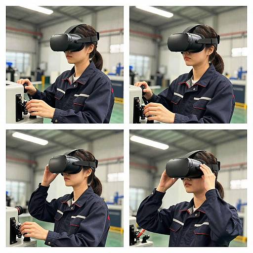 VR Worker in Industrial Factory Collage