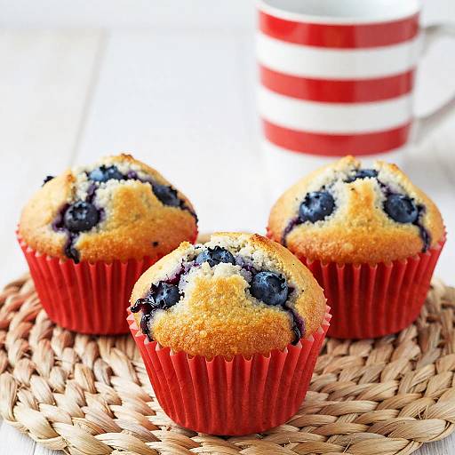 Fresh Blueberry Muffins with Red Liners