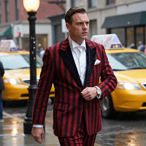 1920s Gatsby Man in Rainy Manhattan