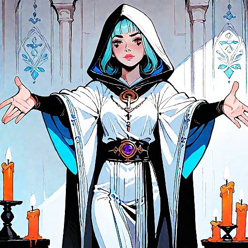 Cultist at Coffin in Candlelit Bedroom