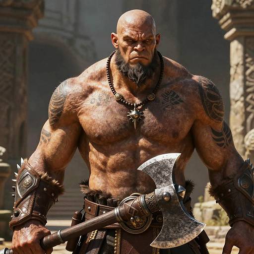 Imposing Goliath Warrior in Ruins