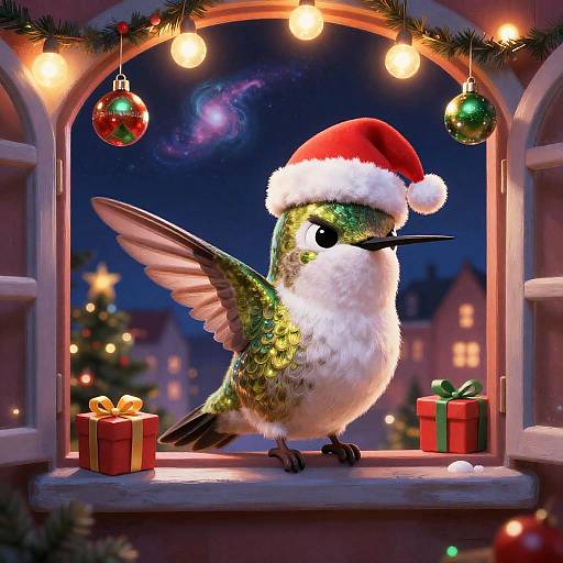 Pixar-Style Angry Chubby Hummingbird at Midnight