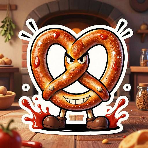 Cheeky Cartoon Pretzel Mascots