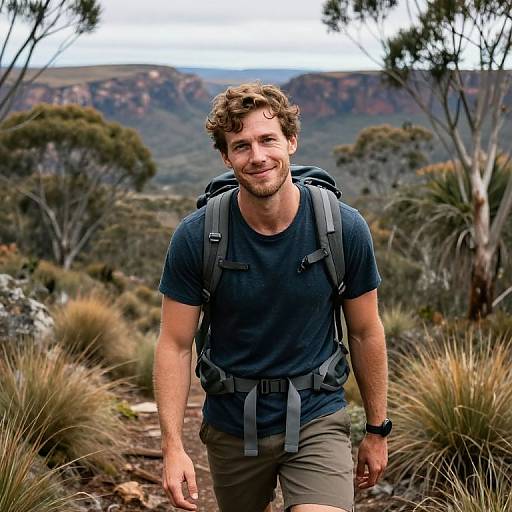 Smiling Hiker in Australian Mountains