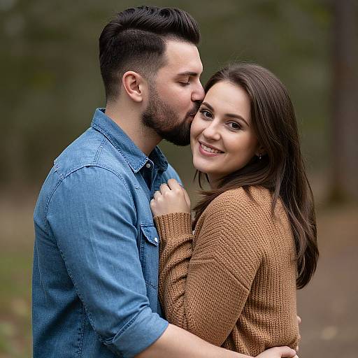 Cute Couple Embracing Outdoors