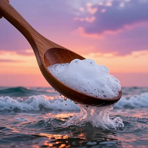 Enormous Wooden Spoon Over Ocean