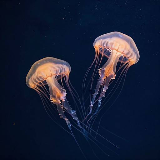 Ethereal Jellyfish in Midnight Ocean