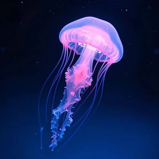 Ethereal Luminous Jellyfish Above Sea