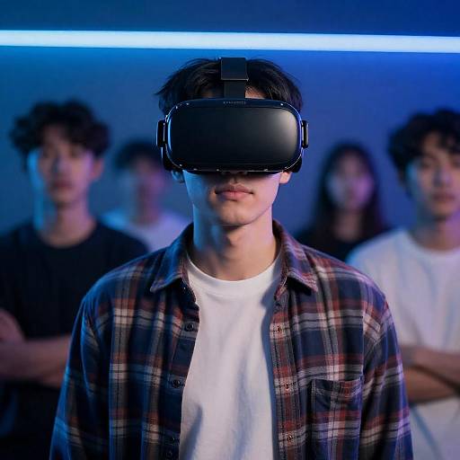 Neon-Lit VR Portrait of Young Man