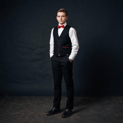 Teen Boy in Formal Attire with Red Bow Tie