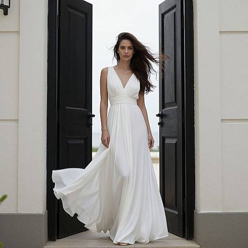 Woman in Flowing White Dress