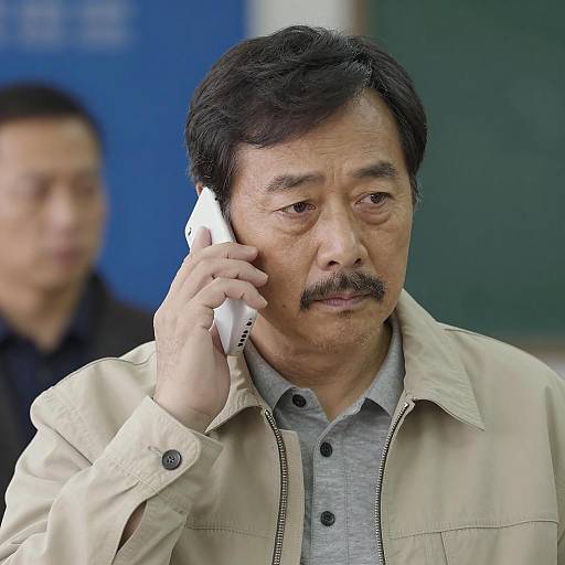 Serious Middle-Aged Man on Phone
