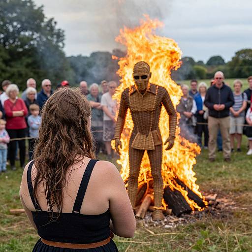 Woman at Burning Wicker Man Ritual