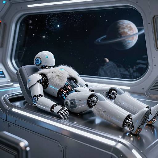 Futuristic Robogato Inside Spaceship