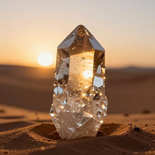 Luminous Crystal Shard in Desert