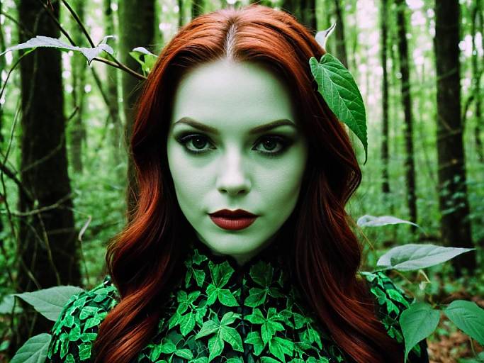 Poison Ivy Costume Face Swap Close-Up