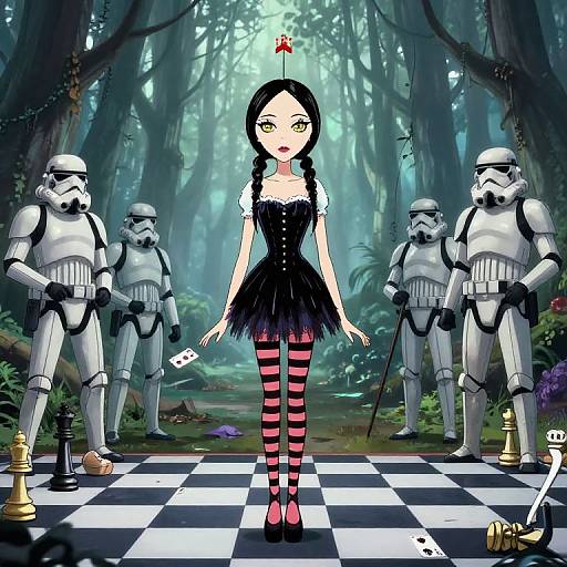 Wednesday Addams Chess Game Anime