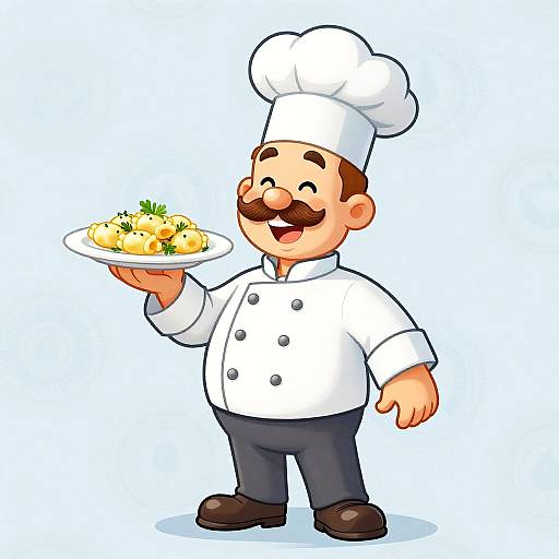 Cheerful Chef with Gnocchi Plate