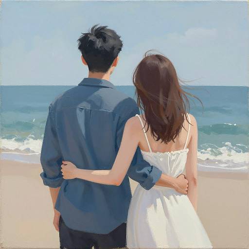 Romantic Embrace by the Ocean