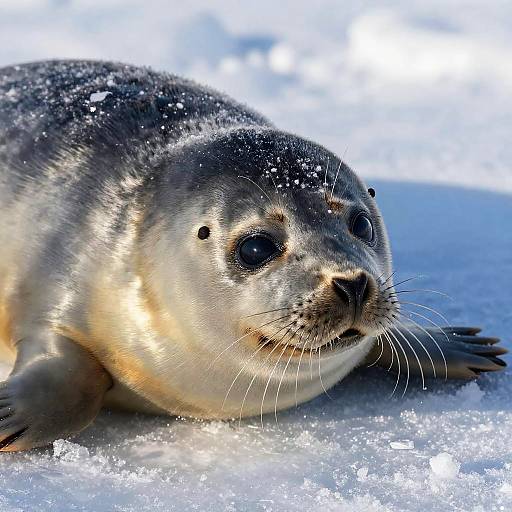 Adorable Harp Seal Pup on Ice