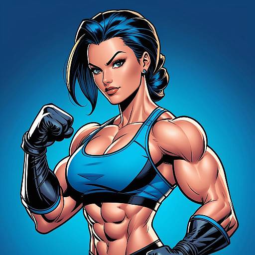 Dynamic Comic Style Muscle Woman Flexing