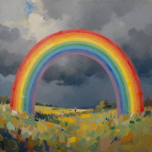 Vibrant Rainbow Over Grassy Field