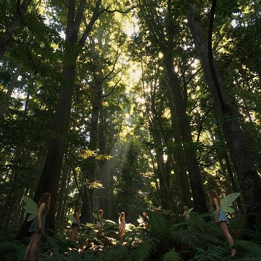 Dreamy Forest Canopy with Nymphs
