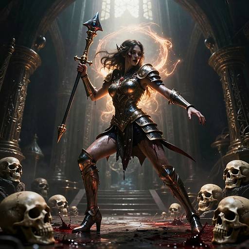 Enchanted Warrior in Gloomy Dungeon