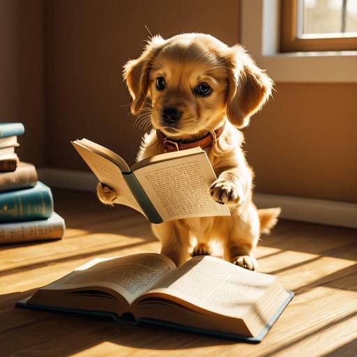 Golden Retriever Puppy Reading Book Golden Retriever Puppy Reading Book