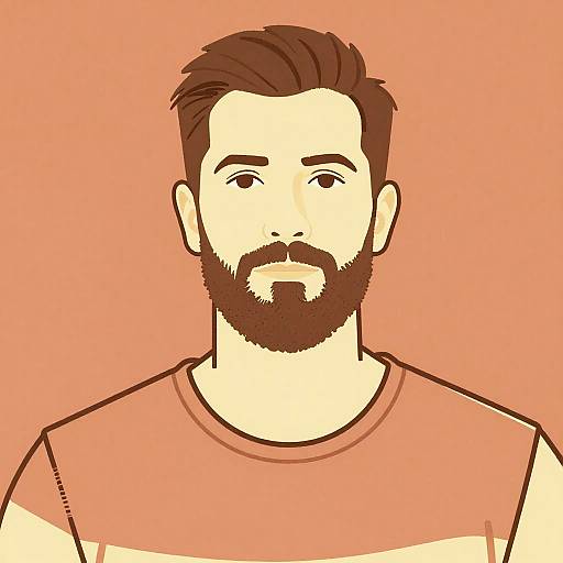 Coral and Brown Male Portrait Illustration