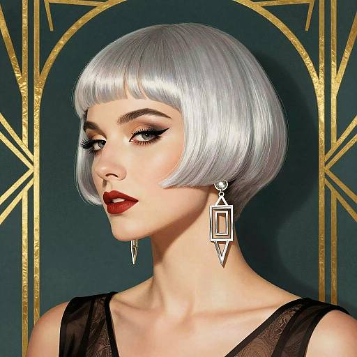 Art Deco Woman with Silver Bob