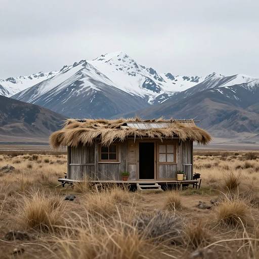 Serene Mountain Hut Reflection