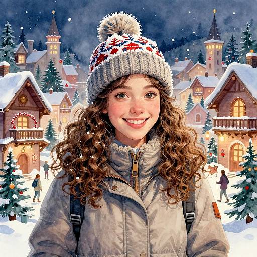 Cartoon Christmas Village Portrait