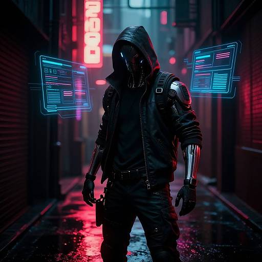 Cyberpunk Hacker in Neon Alley