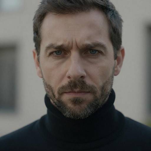 Intense Close-Up of a Middle-Aged Man