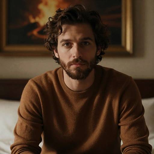 Intense Portrait of a Man at Home