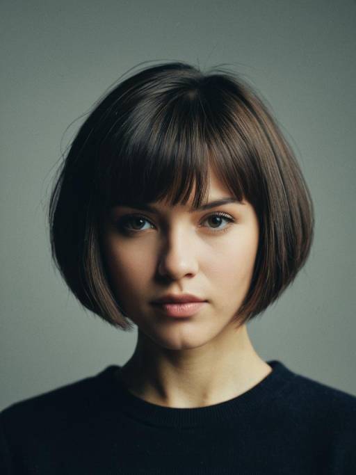 Cinematic Portrait of Woman with Bob Hair