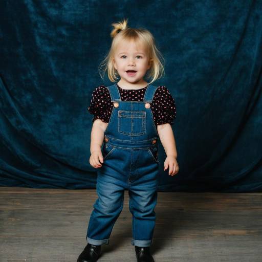 Charming Toddler Girl in Denim Overalls