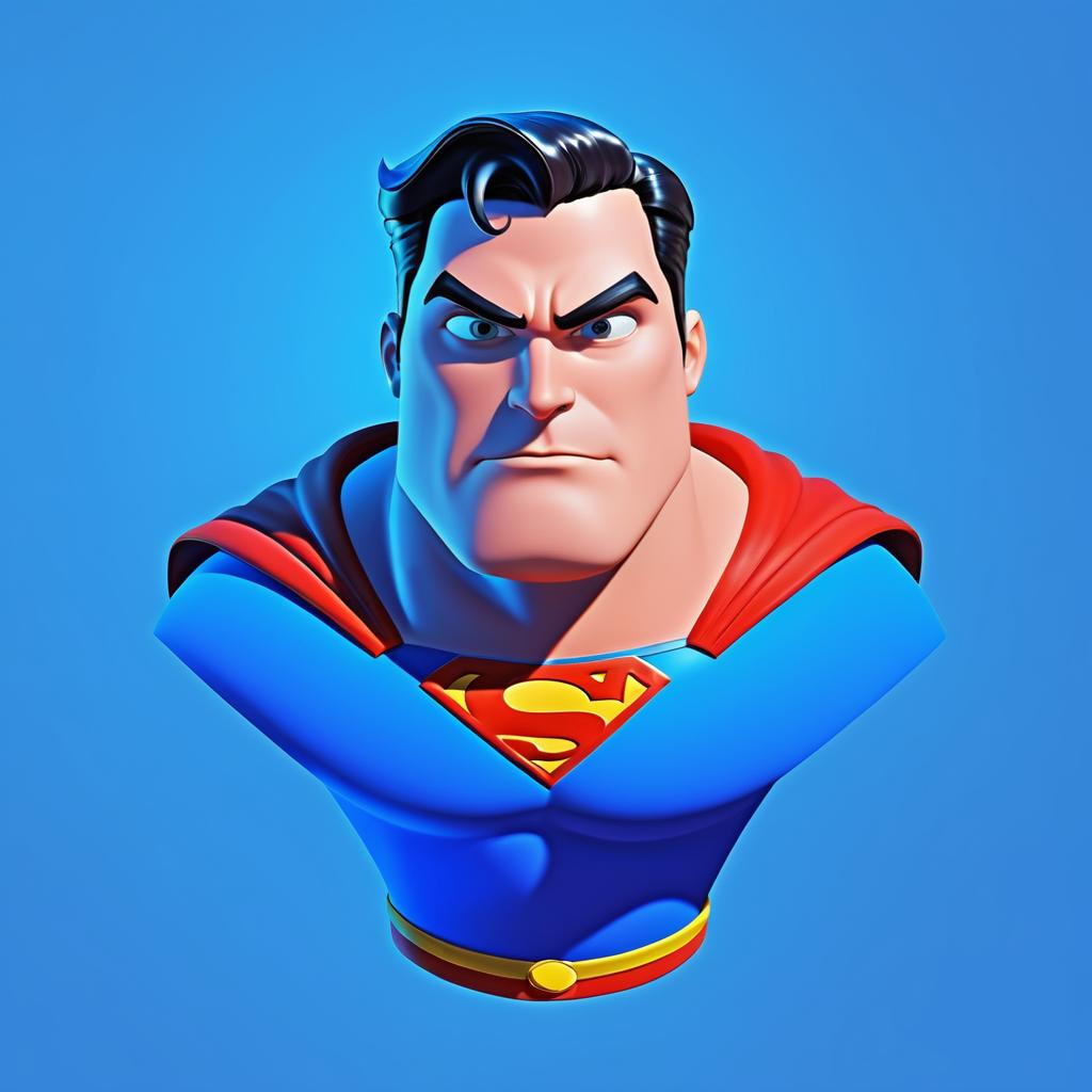 Pixar-Style Superman on Blue Background