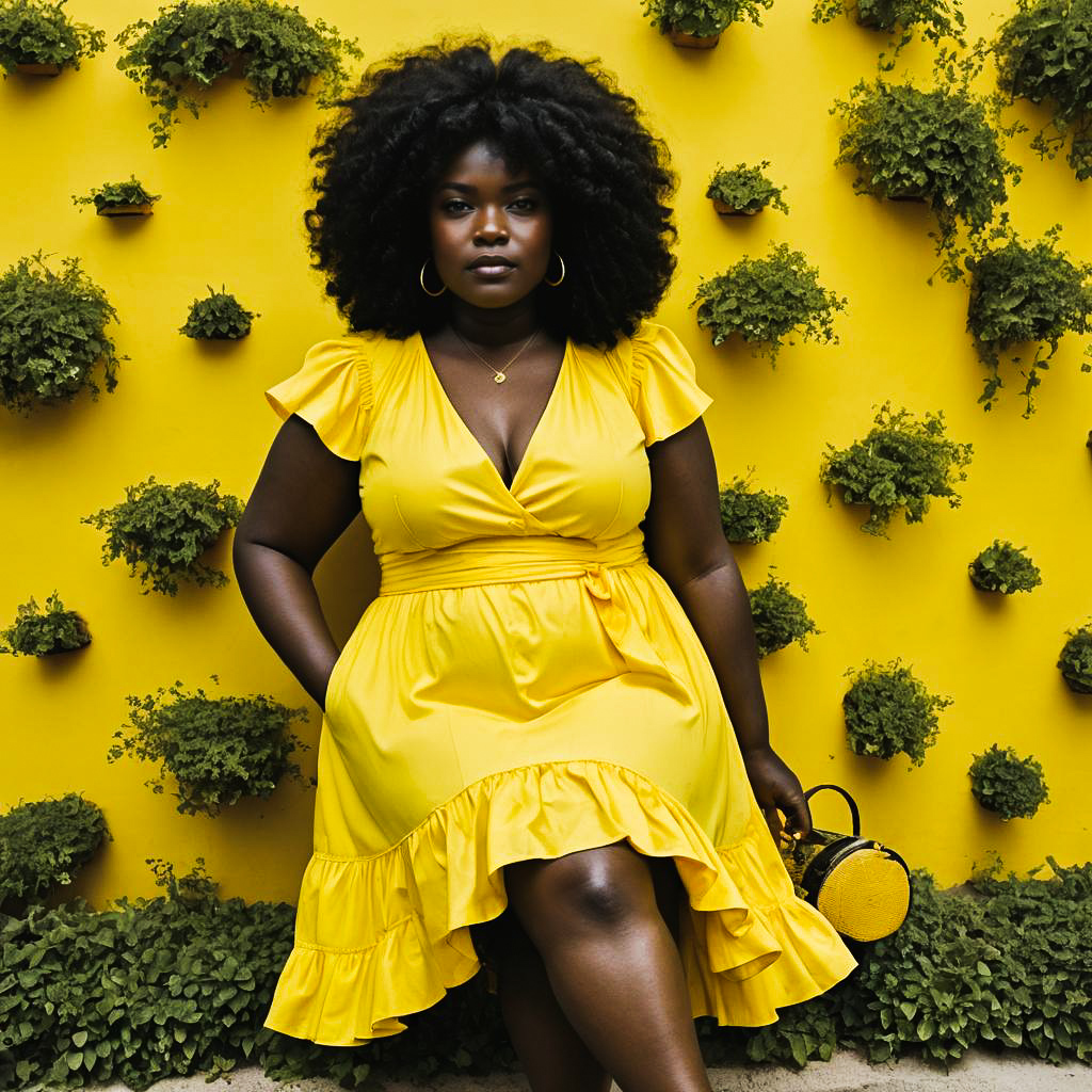 Curvy Woman in Yellow Sundress Photography