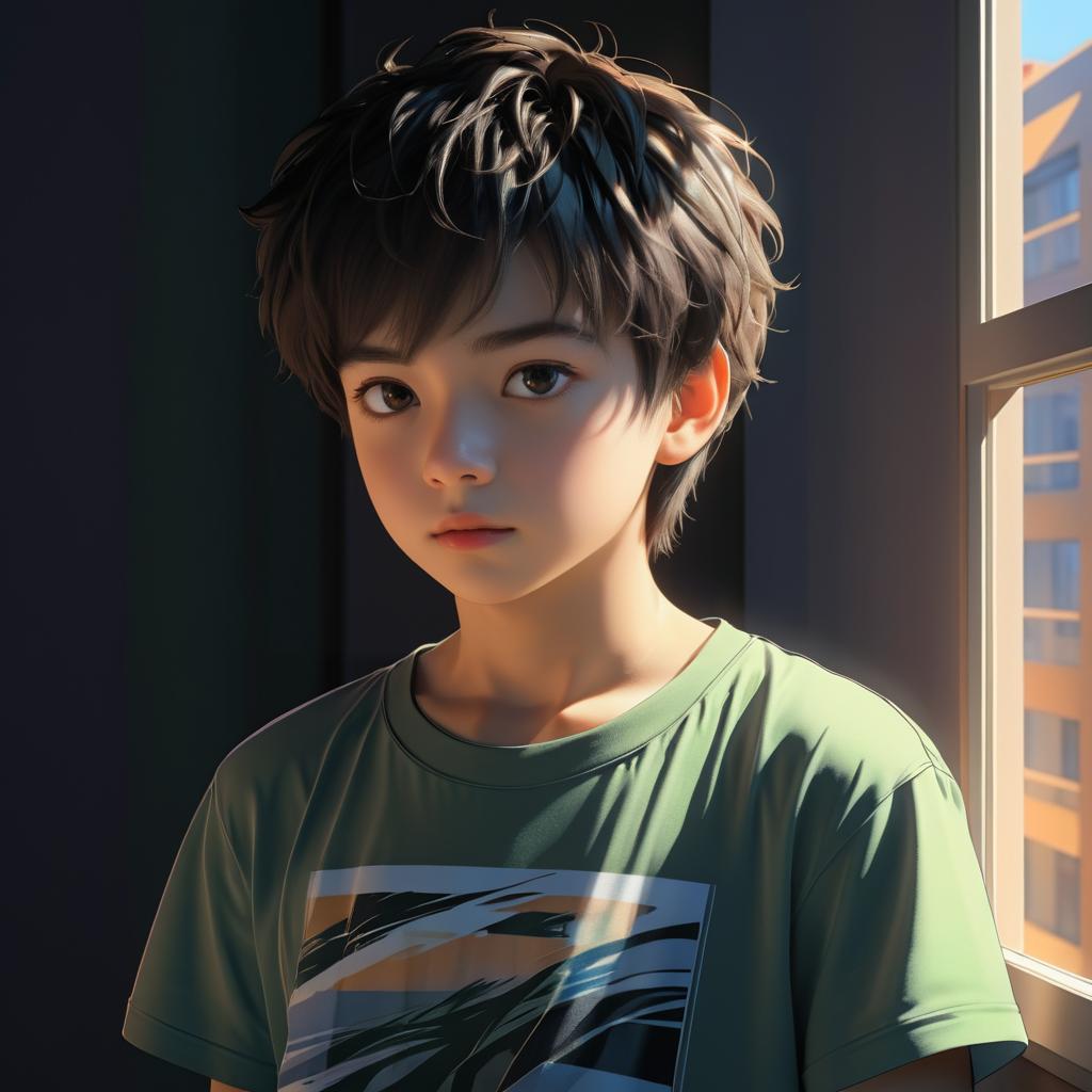 Dynamic Anime Portrait of a Young Boy