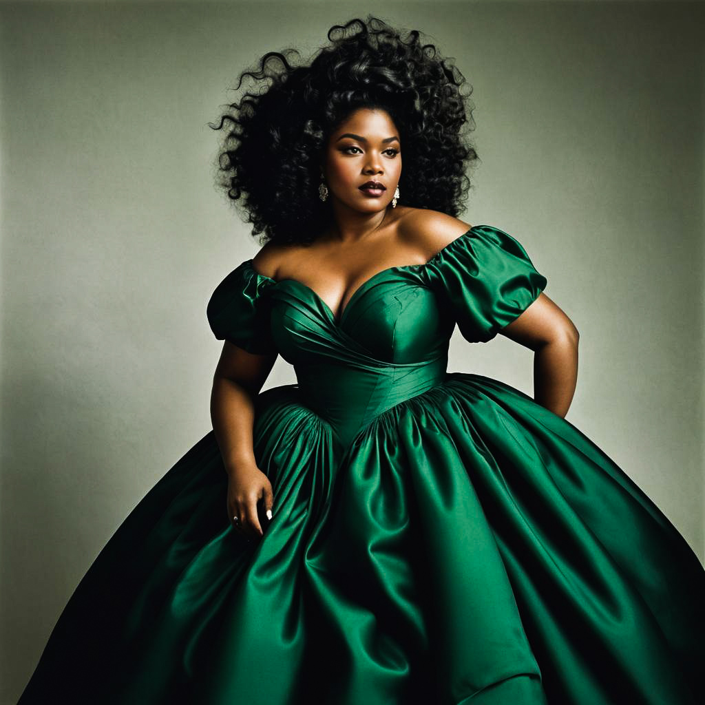 Curvy Elegance in Emerald Vogue Style