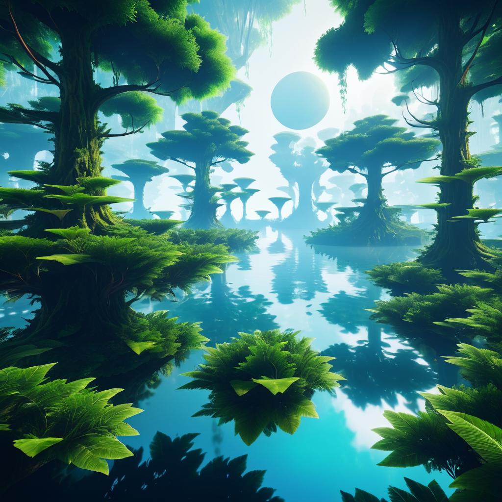 Floating Forest Above a Water Planet