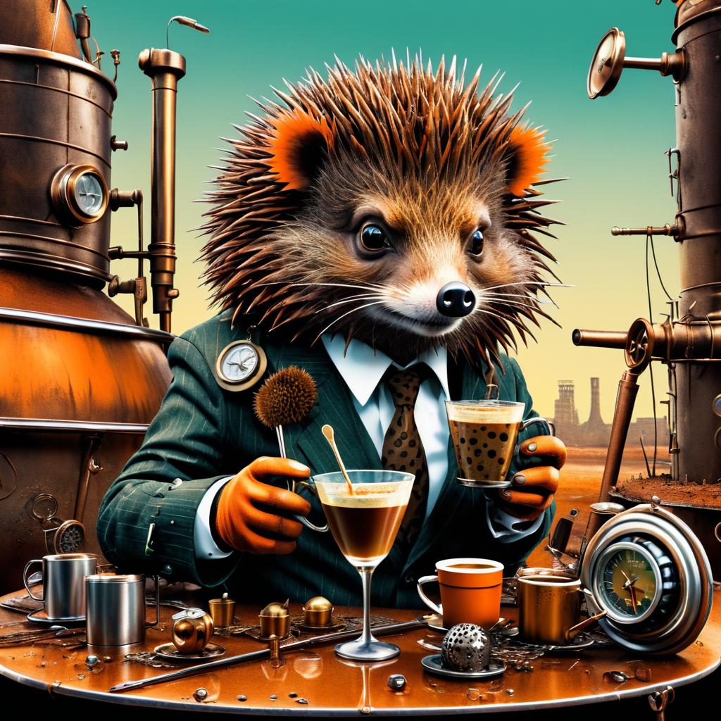 Apocalyptic Hedgehog Enjoying Espresso Martini