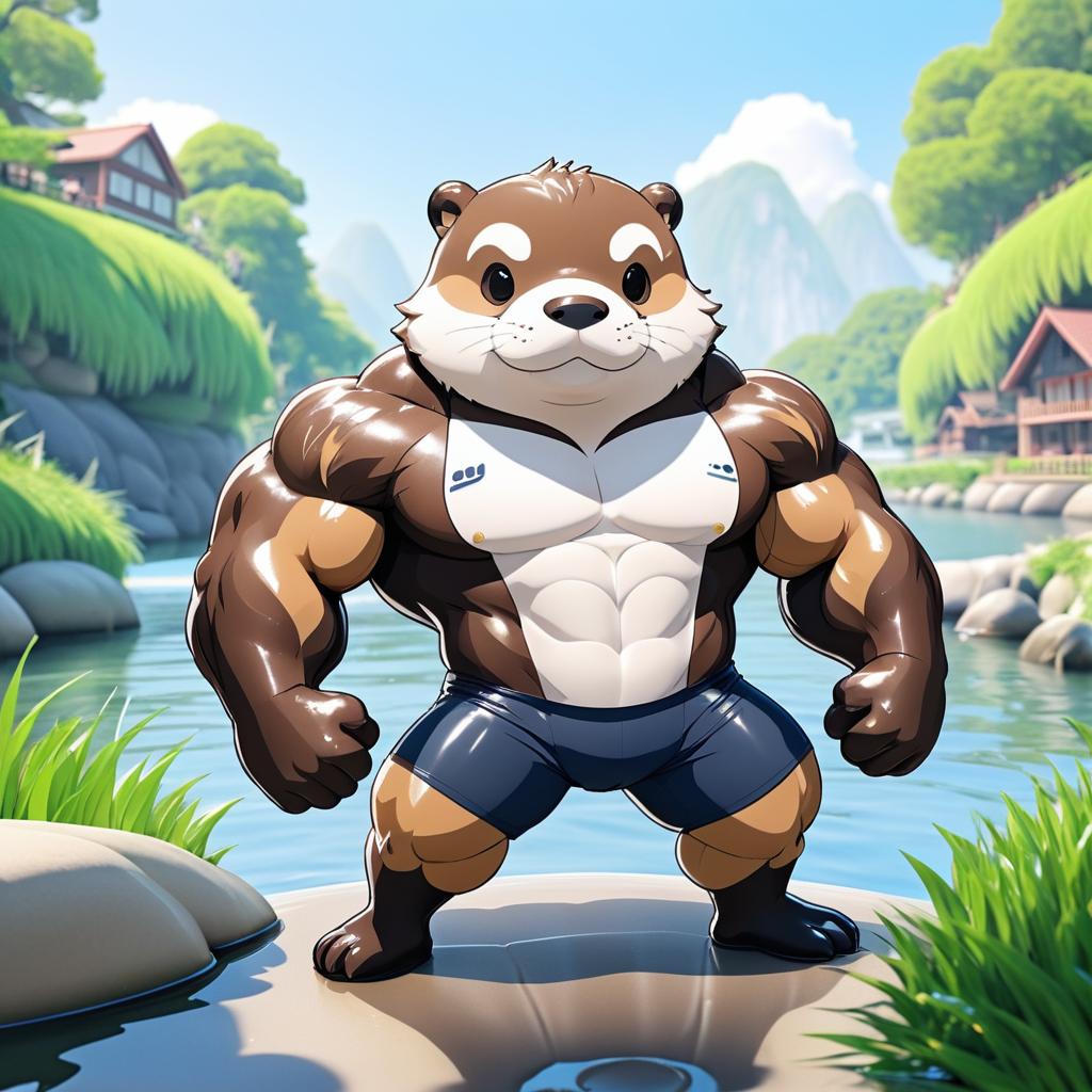 Charming Kawaii Otter with Buff Physique