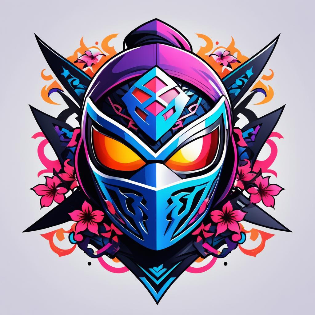 Colorful Ninja Tattoo Logo Design