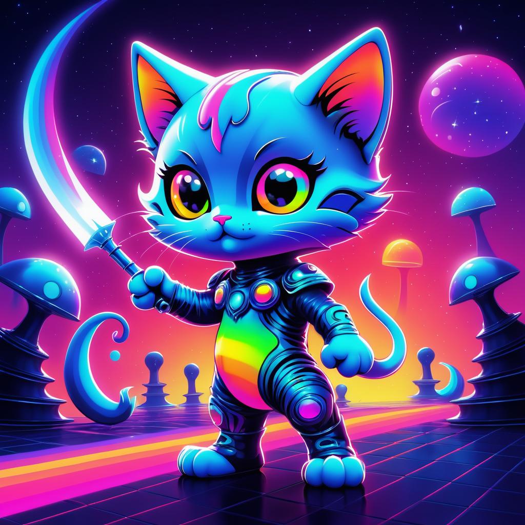 Vengeful Kitten in Rainbow Alien Style