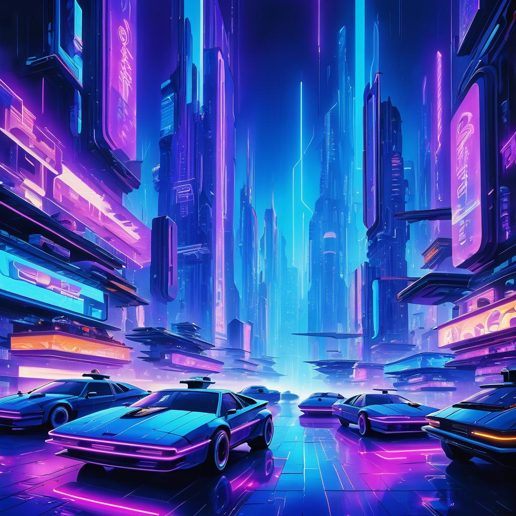 Futuristic Cityscape with Flying Cars